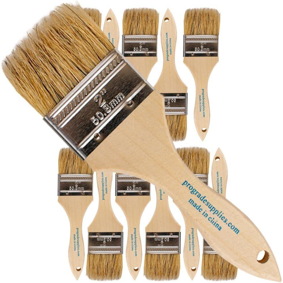 12-Pack 4-Inch Chip Brushes - Pro Grade Natural Bristle Paint Brushes