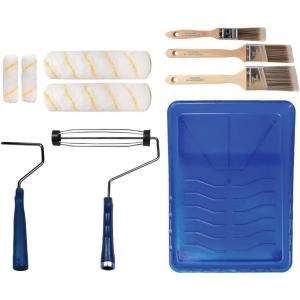 imagePro Grade Paint Roller Kit Brush ampamp Roller10 Piece Set Wall Painting Naps for Professionals ampamp Homeowners  All Paints ampamp Stains Washable Reusable Easy to Clean Superior Absorbency