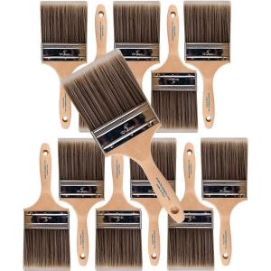 image12PK 4 inch Flat BrushPremium WallTrim House Paint Brush Set Great for Professional Painter and Home Owners Painting Brushes for Cabinet Decks Fences Interior Exterior ampamp Commercial Paintbrush
