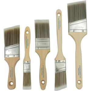 imagePro Grade Paint Brushes 5Piece Paint Brush Set Flat ampamp Angle Brushes for Latex and Oil Paints Stains Interior ampamp Exterior Home Improvement